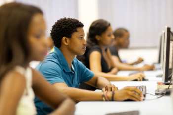 Male student at computer