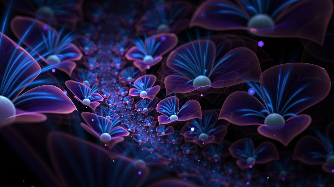 Digital purple and blue "flowers"