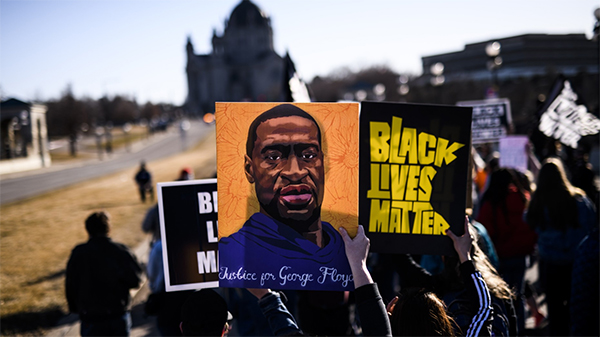 George Floyd poster at protest in Minnesota