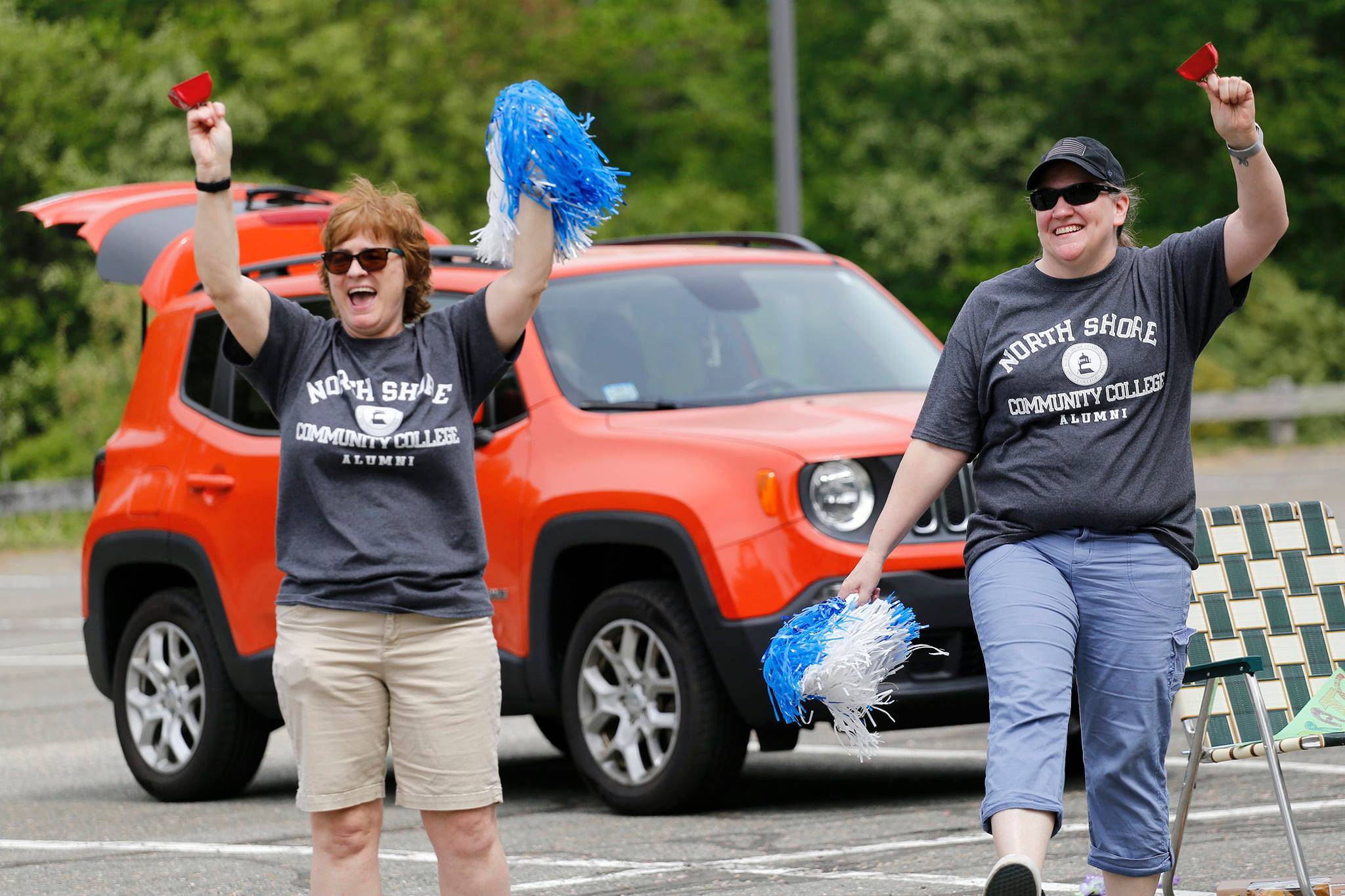 two women cheering