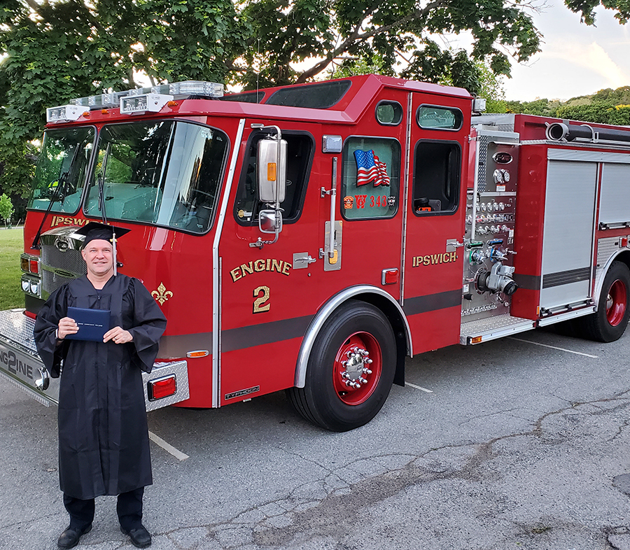 photo of jeremy dalton and fire truck