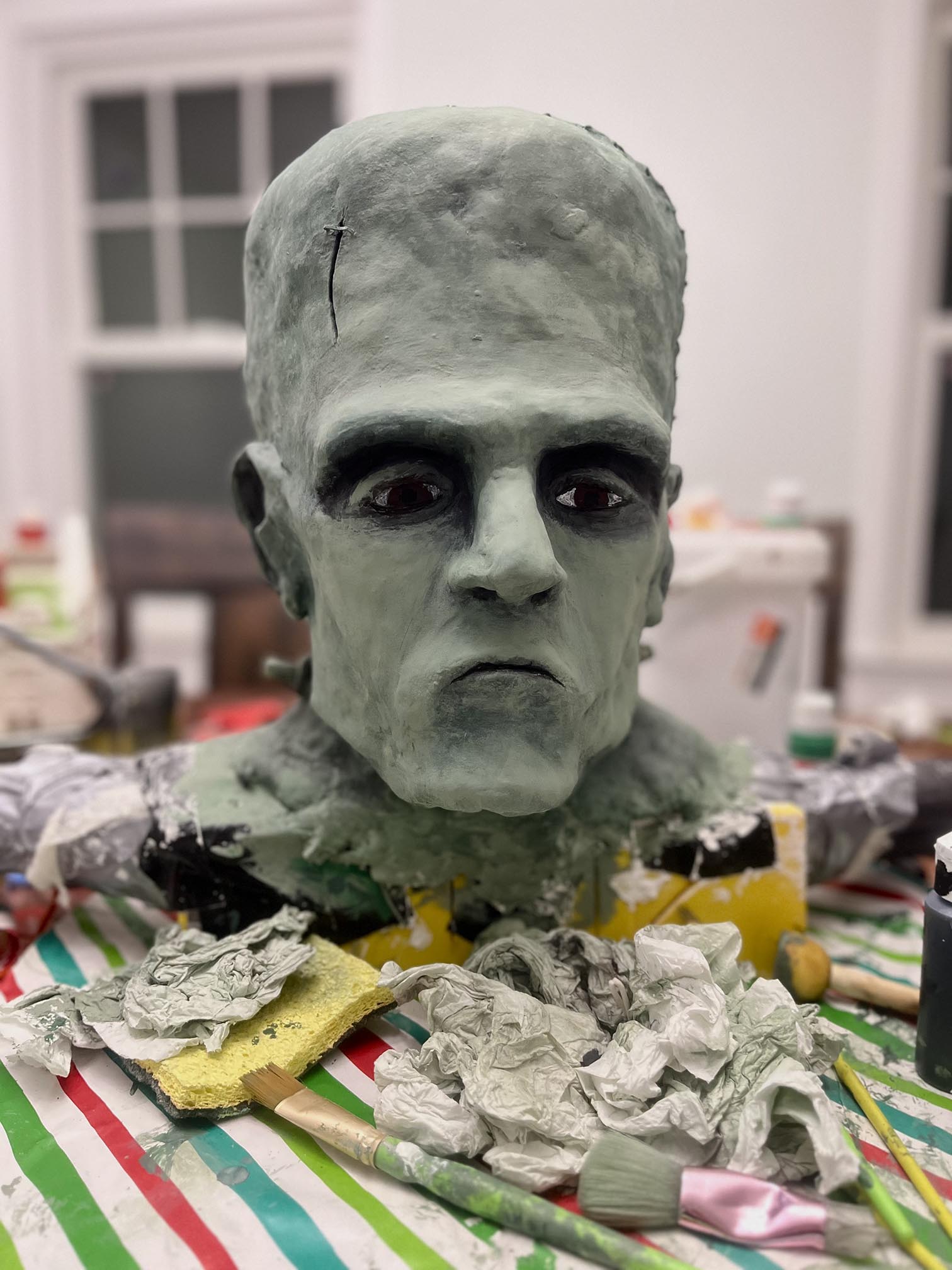 clay modeling of frankenstein's monster
