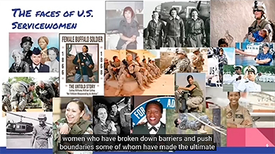 collage of various women who have contributed in wars.