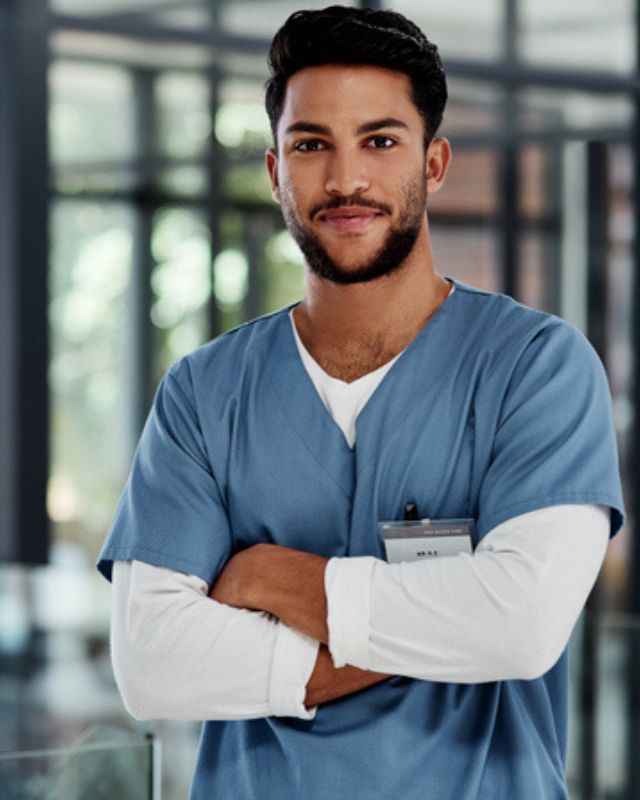 Healthcare worker smiling 