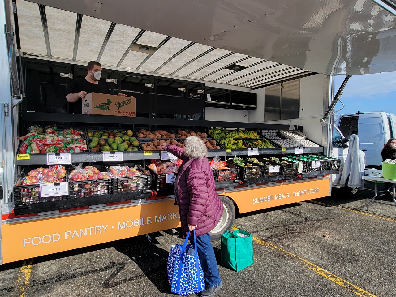 woman at mobile market truck