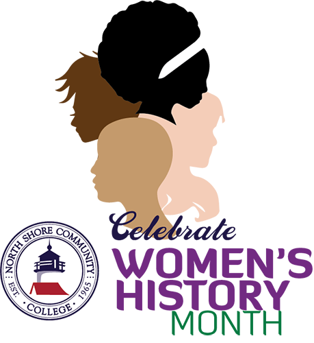 silhouettes of 4 diverse women, celebrate women's history month