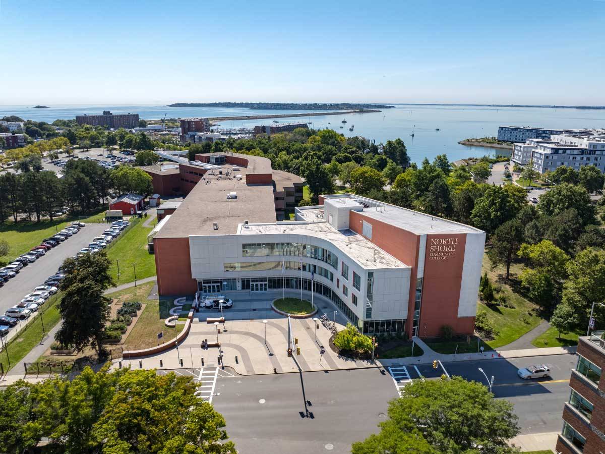 An aerial view of the Lynn Campus.