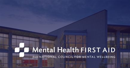 MHFA logo over photo of Danvers Campus