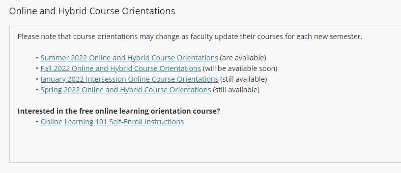 Orientation and Hybrid Course Orientations